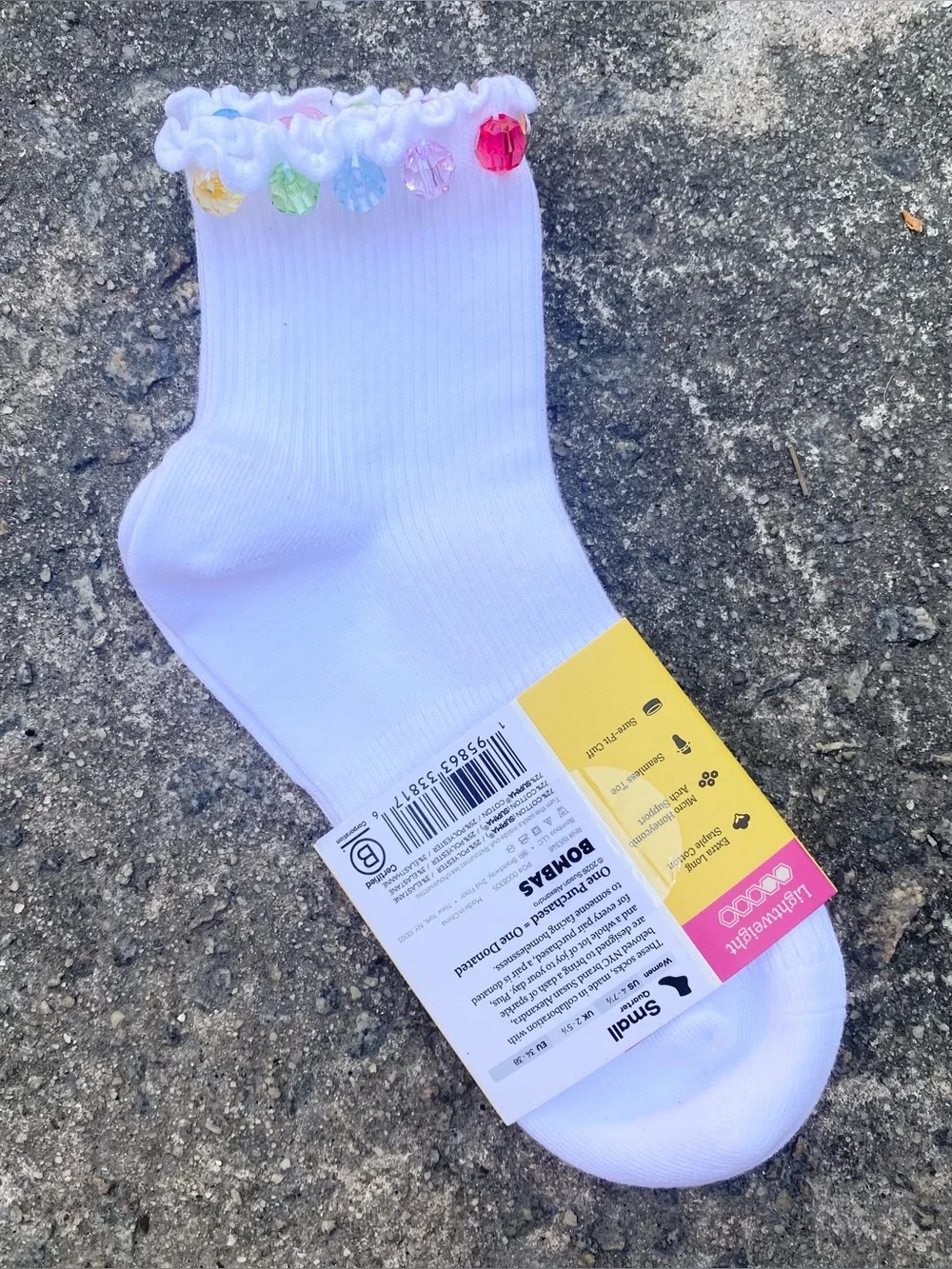 Bombas x Susan Alexandra NWT White Socks with Multicolored Beads